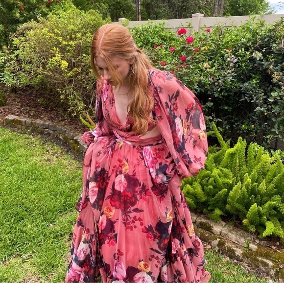 New MAC DUGGAL FLORAL CHIFFON CUTOUT DRESS SIZE 8 - Picture 8 of 16